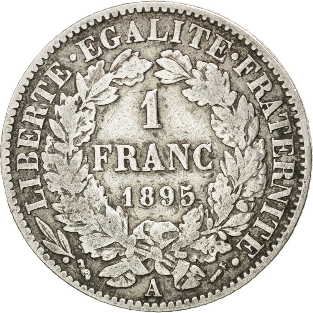 FRANCE, Cérès, Franc, 1895, Paris, KM #822.1, F(12-15), Silver, 23, Gadoury #...