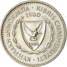Coin, Cyprus, 25 Mils, 1980, AU(55-58), Copper-nickel, KM:40