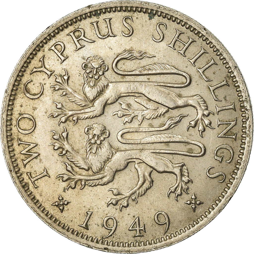Coin, Cyprus, 2 Shilling, 1949, EF(40-45), Copper-nickel, KM:32