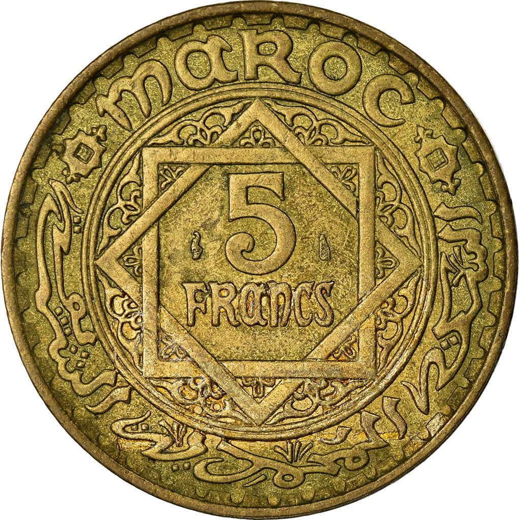 Moneta, Marocco, Mohammed V, 5 Francs, 1945, Paris, BB, Alluminio-bronzo, KM:43