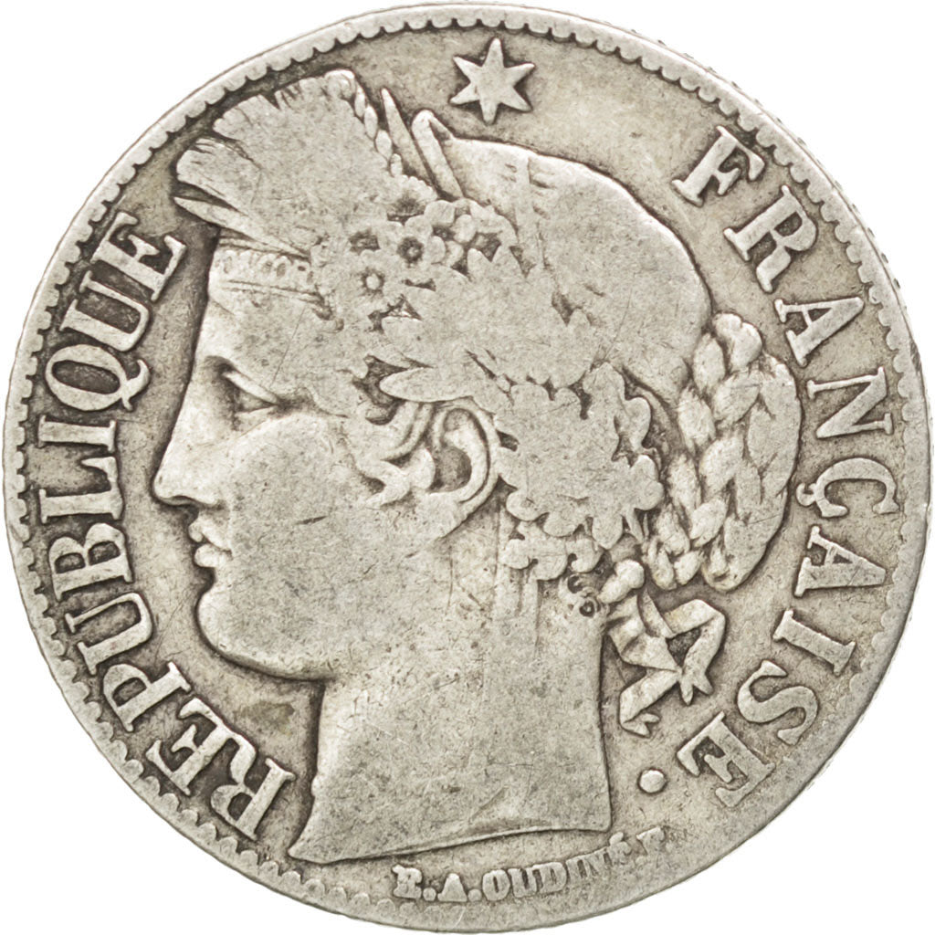 FRANCE, Cérès, Franc, 1887, Paris, KM #822.1, F(12-15), Silver, 23, Gadoury #...