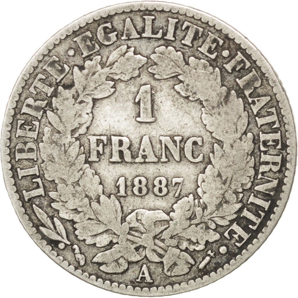 Troisième République, 1 Franc Cérès, 1887 A, KM 822.1