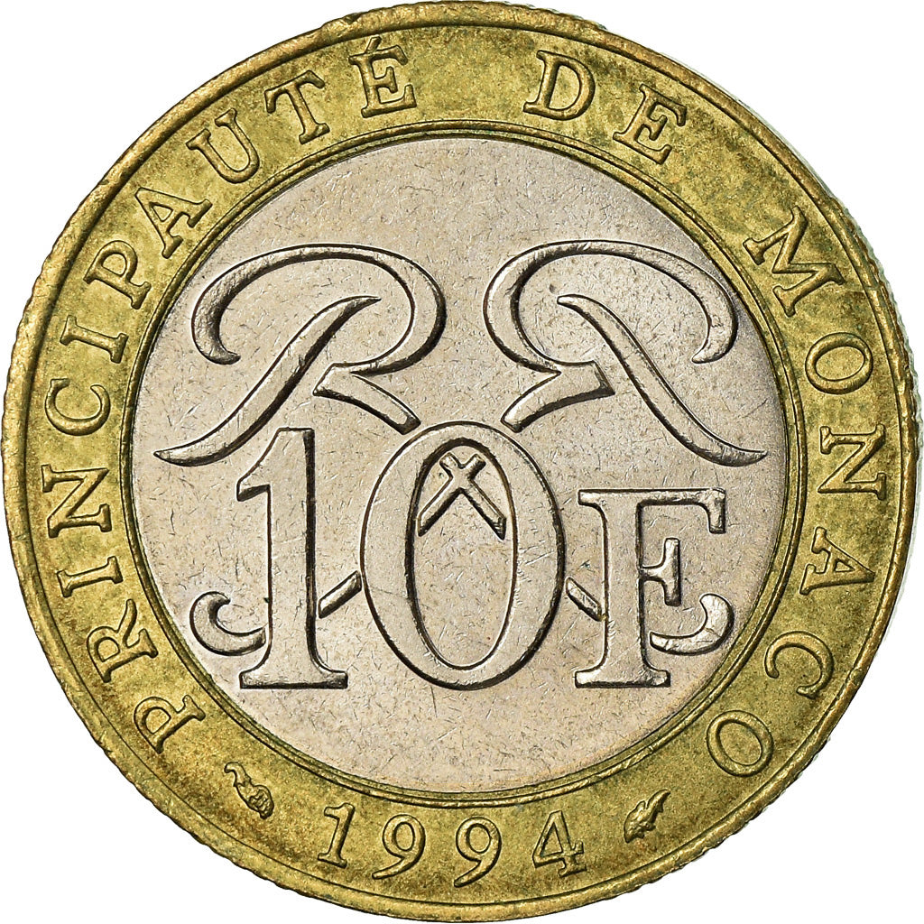 Moneta, Monaco, Rainier III, 10 Francs, 1994, BB, Bi-metallico, KM:163