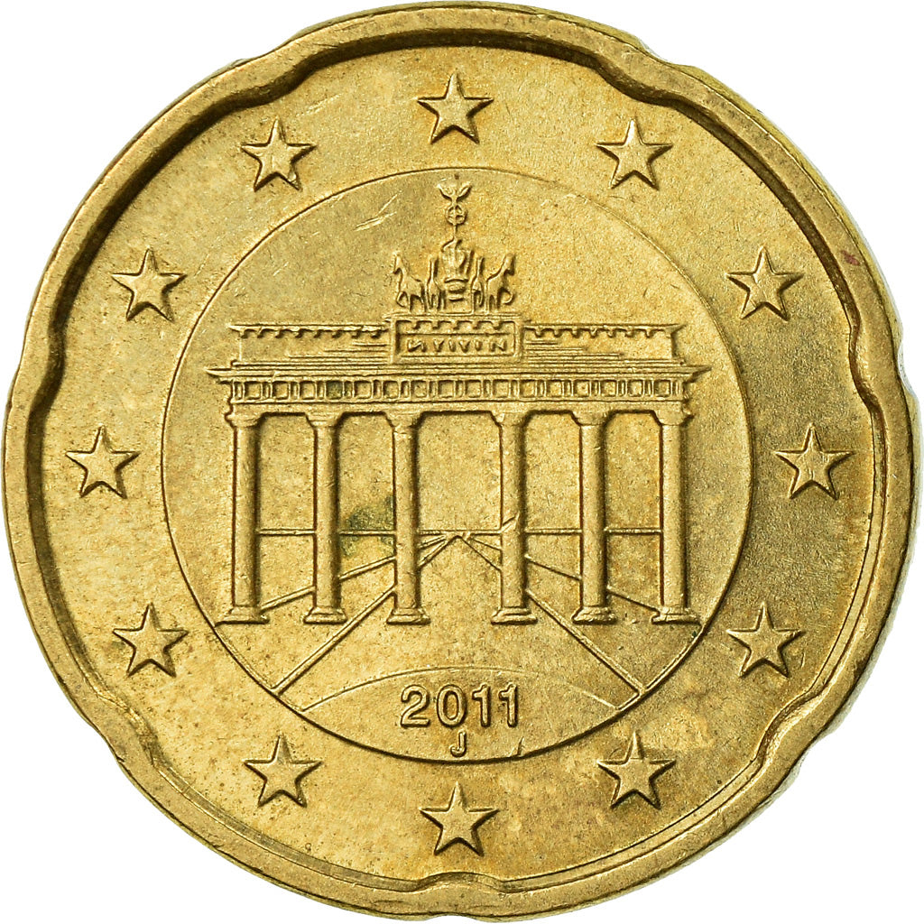Niemcy - RFN, 20 Euro Cent, 2011, Hambourg, EF(40-45), Mosiądz, KM:255