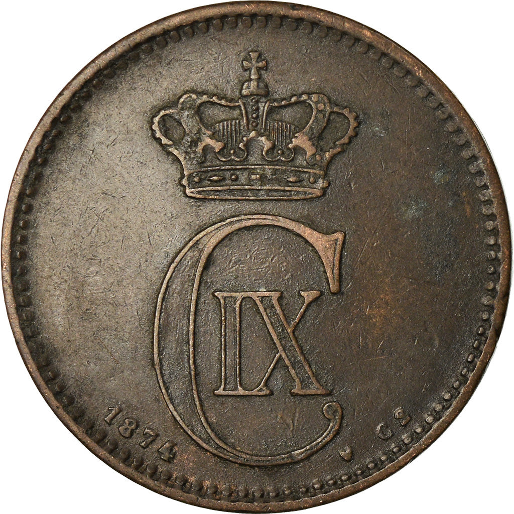 Münze, Dänemark, Christian IX, 5 Öre, 1874, SS, Bronze, KM:794.1