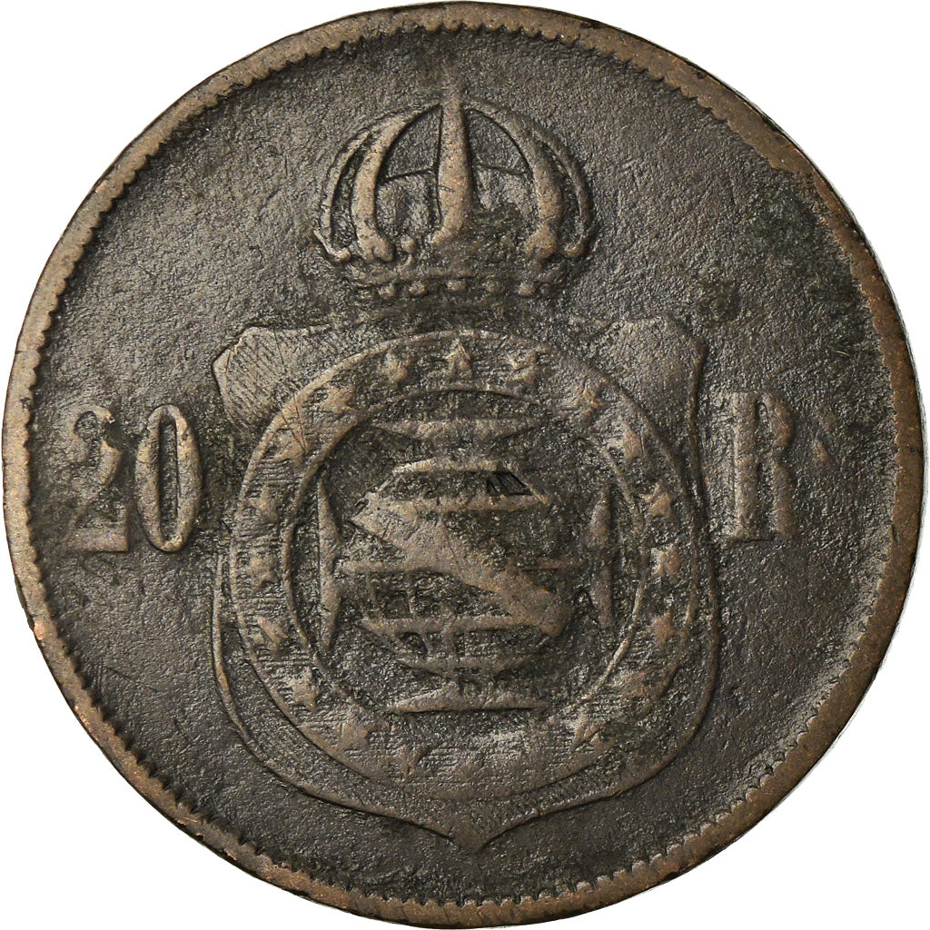 Moeda, Brasil, Pedro II, 20 Reis, 1870, F(12-15), Bronze, KM:474