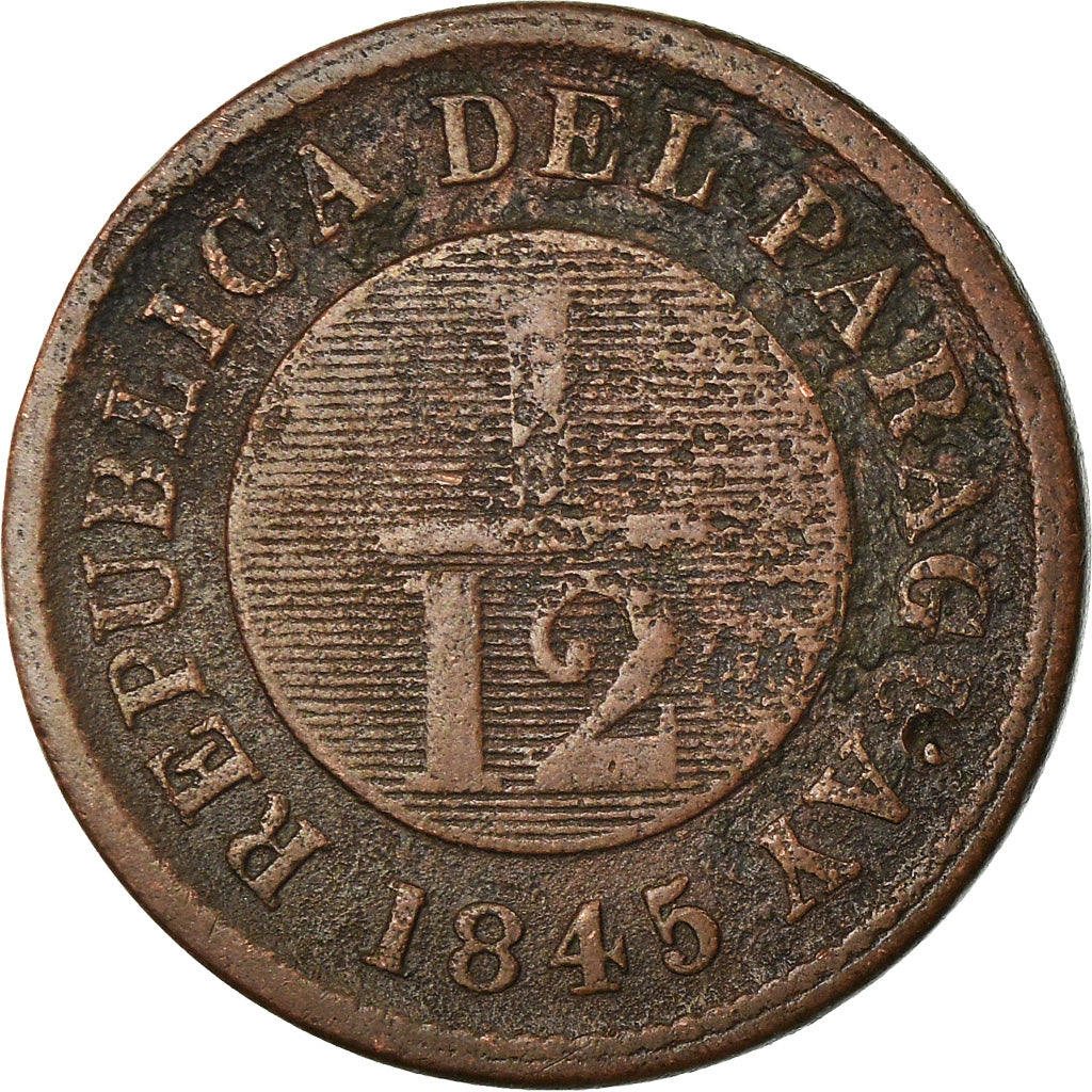 Coin, Paraguay, 1/12 Real, 1845, VF(30-35), Copper, KM:1.1