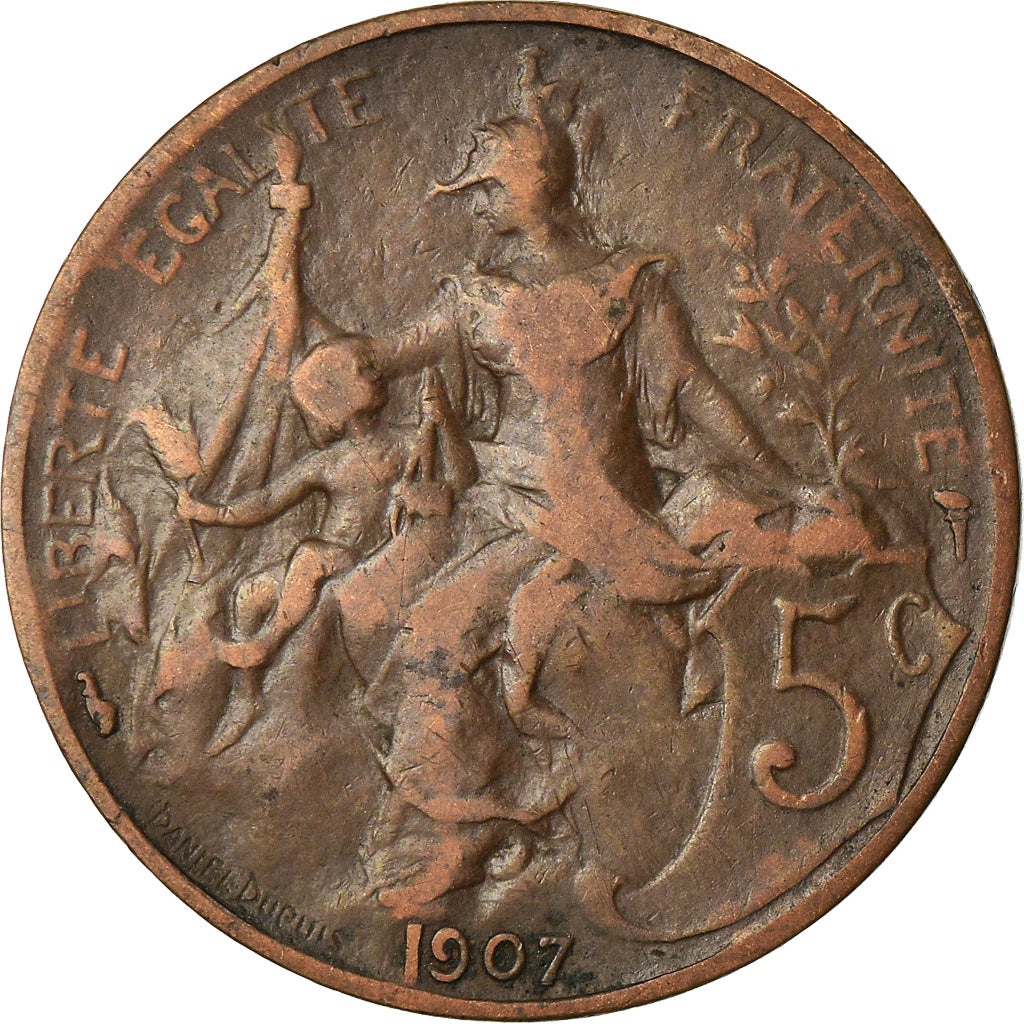 Coin, France, Dupuis, 5 Centimes, 1907, Paris, EF(40-45), Bronze, KM:842