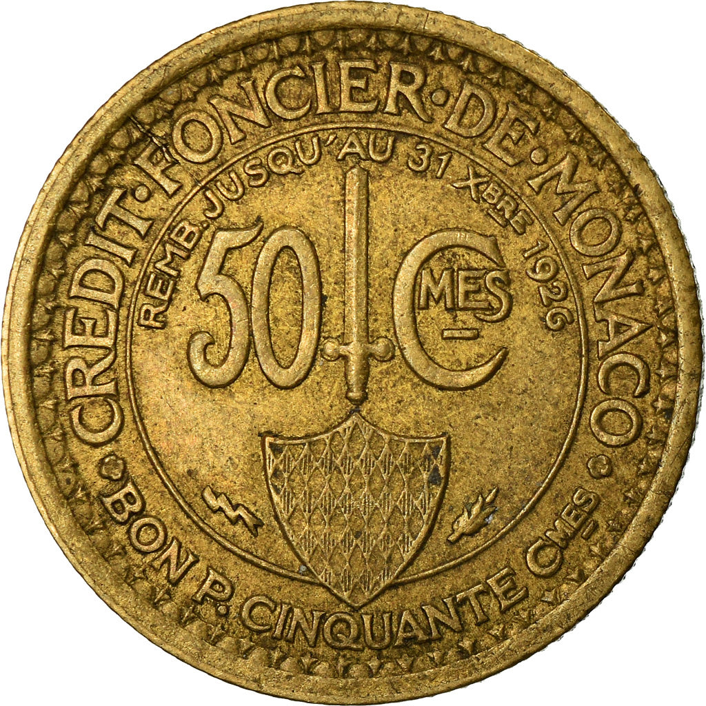 Moneta, Monaco, Louis II, 50 Centimes, 1924, Poissy, SPL-, Alluminio-bronzo
