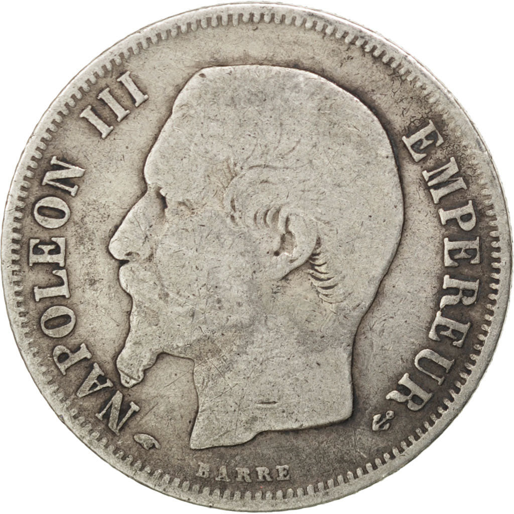 FRANCE, Napoléon III, Franc, 1857, Paris, KM #779.1, F(12-15), Silver, Gadoury #
