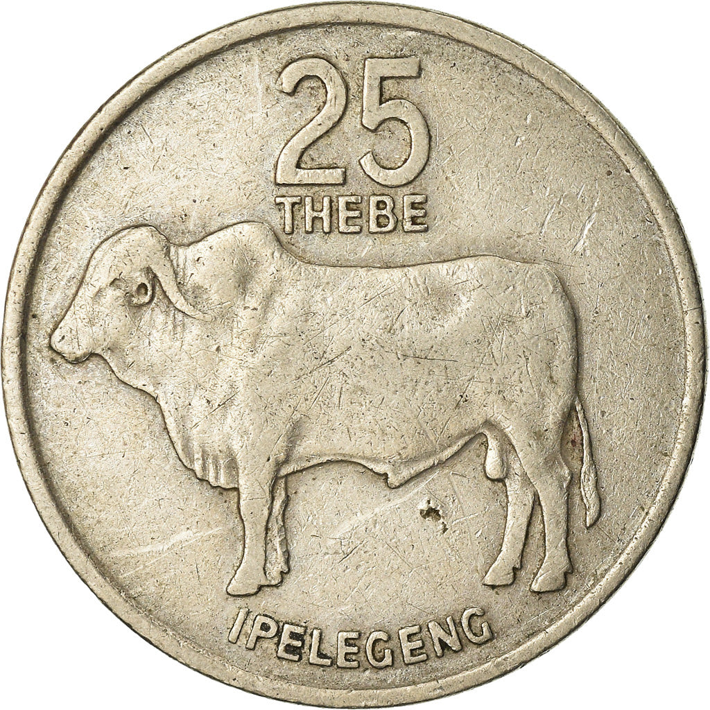 Coin, Botswana, 25 Thebe, 1977, British Royal Mint, EF(40-45), Copper-nickel