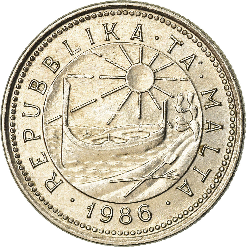 Coin, Malta, 2 Cents, 1986, EF(40-45), Copper-nickel, KM:79
