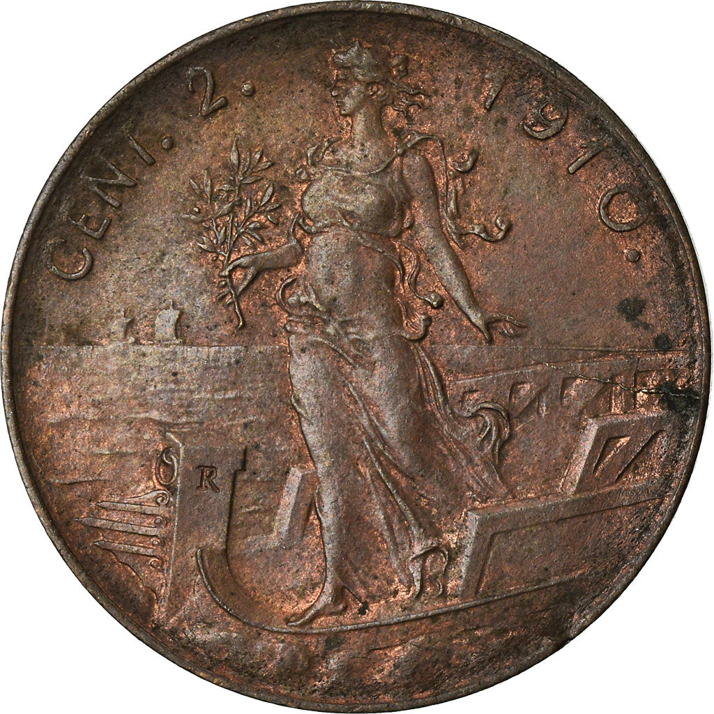 Coin, Italy, Vittorio Emanuele III, 2 Centesimi, 1910, Rome, EF(40-45), Bronze