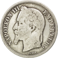 FRANCE, Napoléon III, 2 Francs, 1866, Paris, KM #807.1, VF(20-25), Silver, G...