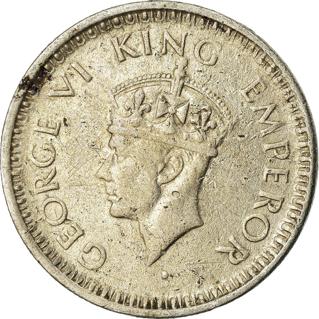 Coin, INDIA-BRITISH, George VI, 1/4 Rupee, 1943, EF(40-45), Silver, KM:547