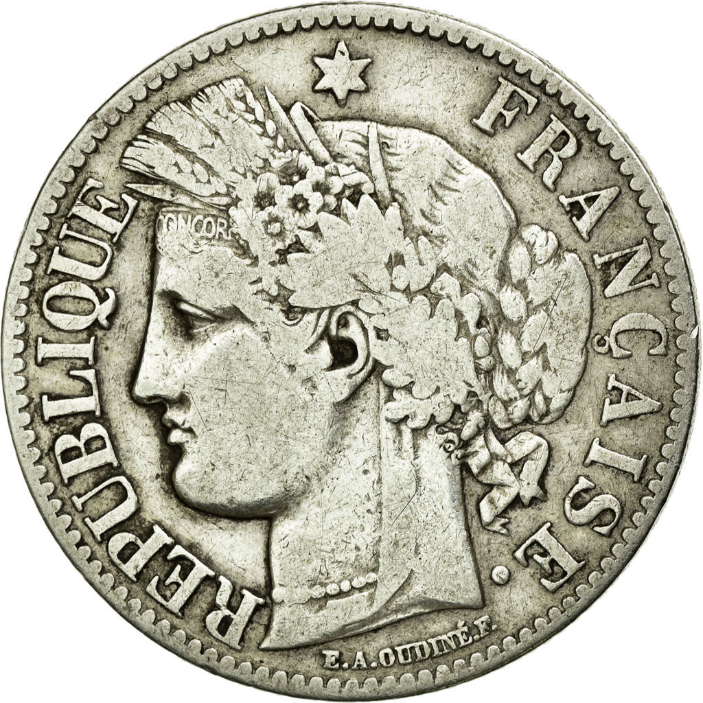 Monnaie, France, Cérès, 2 Francs, 1871, Bordeaux, TB, Argent, KM:817.2