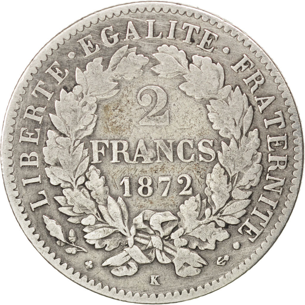Troisième République, 2 Francs Cérès, 1872 K, KM 817.2