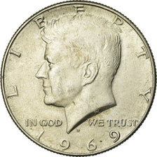 Coin, United States, Kennedy Half Dollar, Half Dollar, 1969, U.S. Mint, Denver