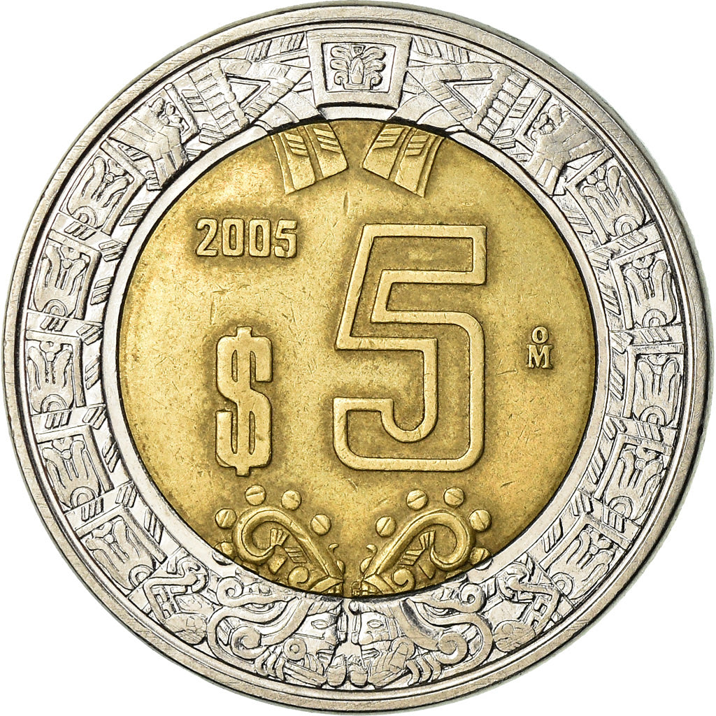 Coin, Mexico, 5 Pesos, 2005, Mexico City, EF(40-45), Bi-Metallic, KM:605