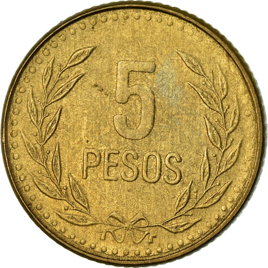 Coin, Colombia, 5 Pesos, 1993, EF(40-45), Aluminum-Bronze, KM:280