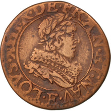 FRANCE, Double tournois, buste juvénile au col fraisé , Double Tournois, 1633, T
