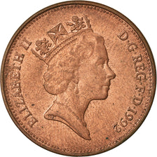 Coin, Great Britain, Elizabeth II, 2 Pence, 1992, EF(40-45), Copper Plated