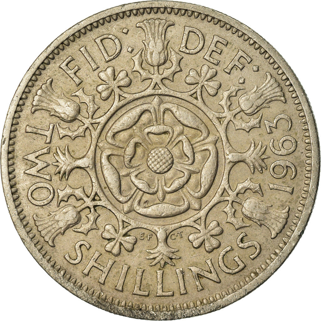 Monnaie, Grande-Bretagne, Elizabeth II, Florin, Two Shillings, 1963, TTB