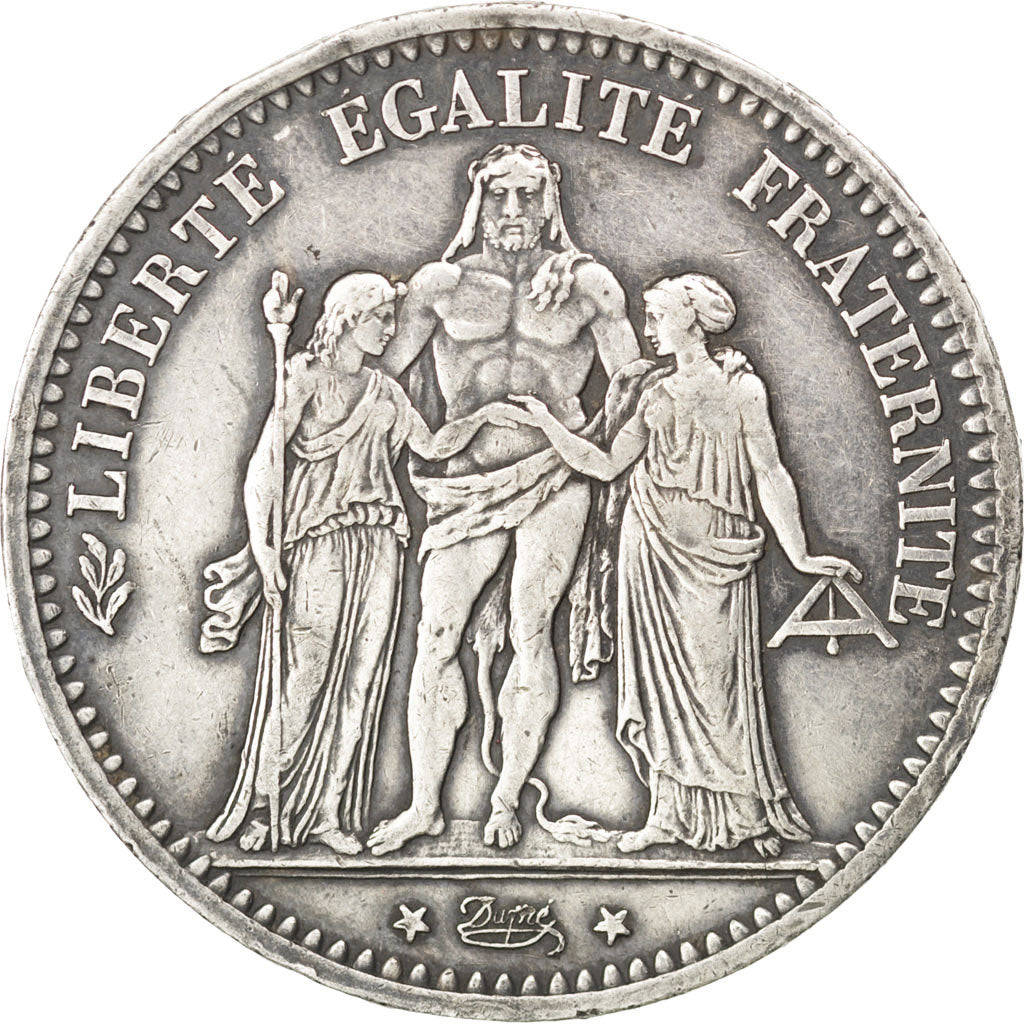 FRANCE, Hercule, 5 Francs, 1874, Paris, KM #820.1, EF(40-45), Silver, Gadoury...