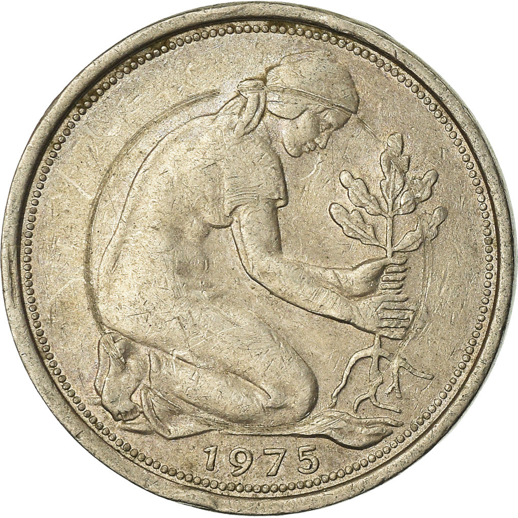 Münze, Bundesrepublik Deutschland, 50 Pfennig, 1975, Stuttgart, SS