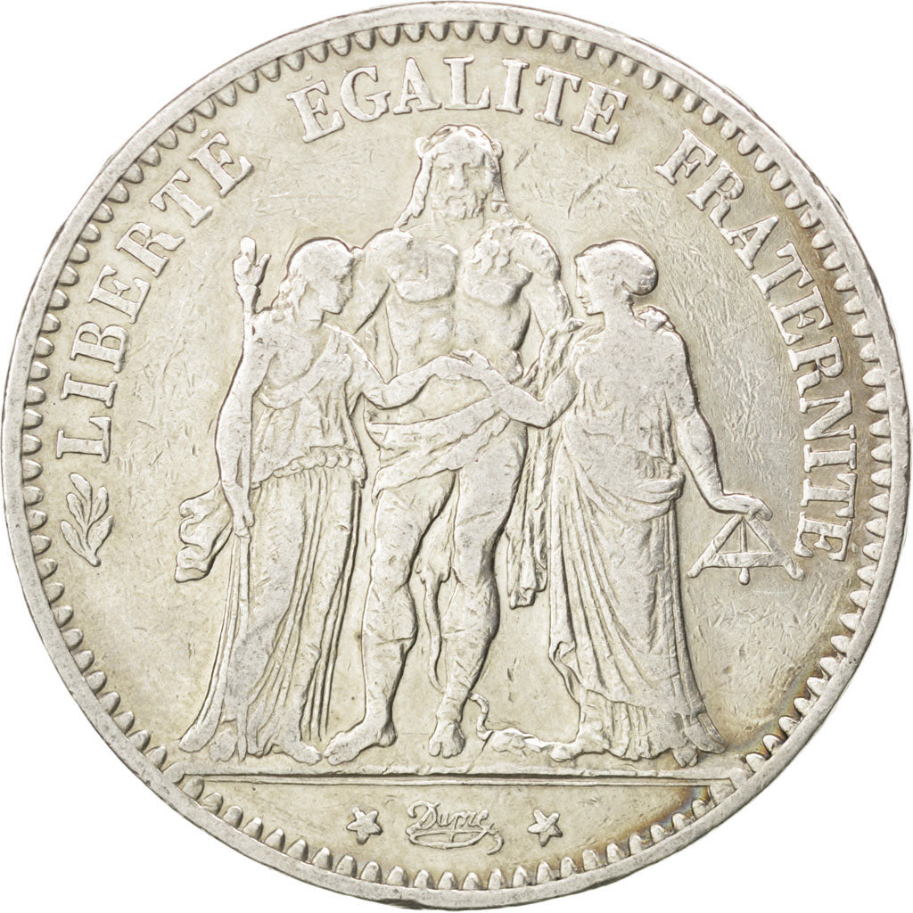 FRANCE, Hercule, 5 Francs, 1874, Paris, KM #820.1, VF(30-35), Silver, Gadoury...