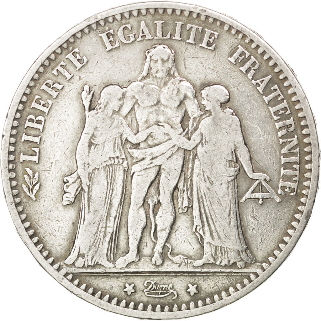 FRANCE, Hercule, 5 Francs, 1874, Bordeaux, KM #820.2, VF(30-35), Silver,...