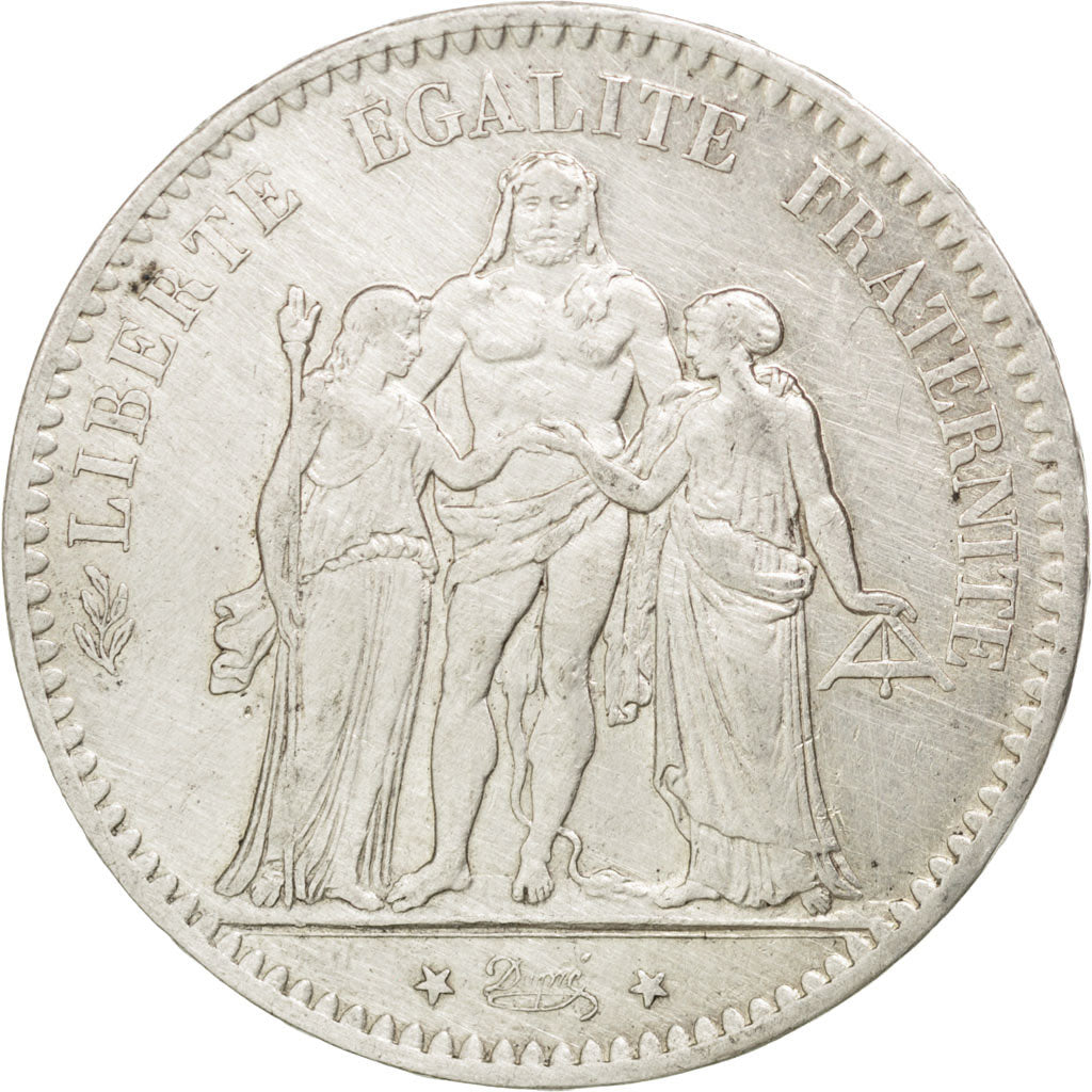 FRANCE, Hercule, 5 Francs, 1876, Paris, KM #820.1, AU(55-58), Silver, Gadoury...