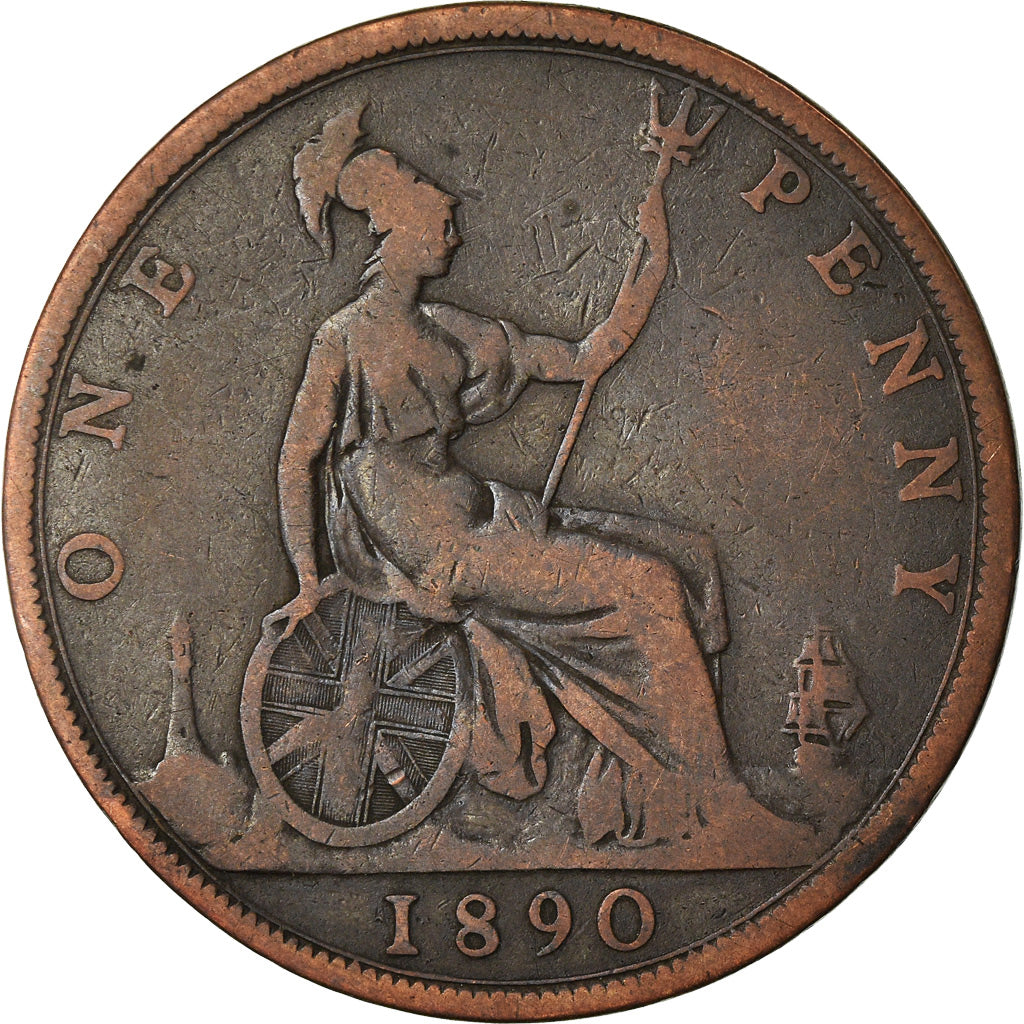 Coin, Great Britain, Victoria, Penny, 1890, VF(20-25), Bronze, KM:755