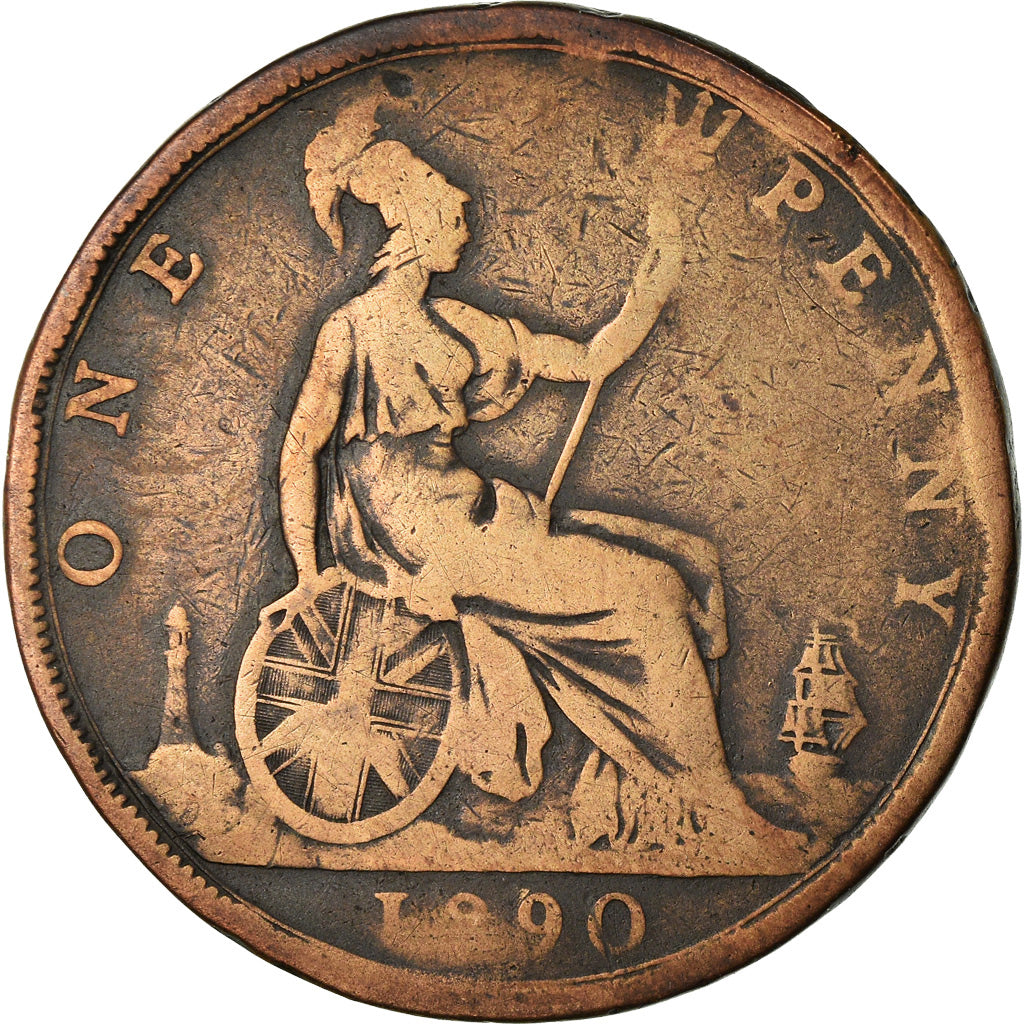 Monnaie, Grande-Bretagne, Victoria, Penny, 1890, TB, Bronze, KM:755