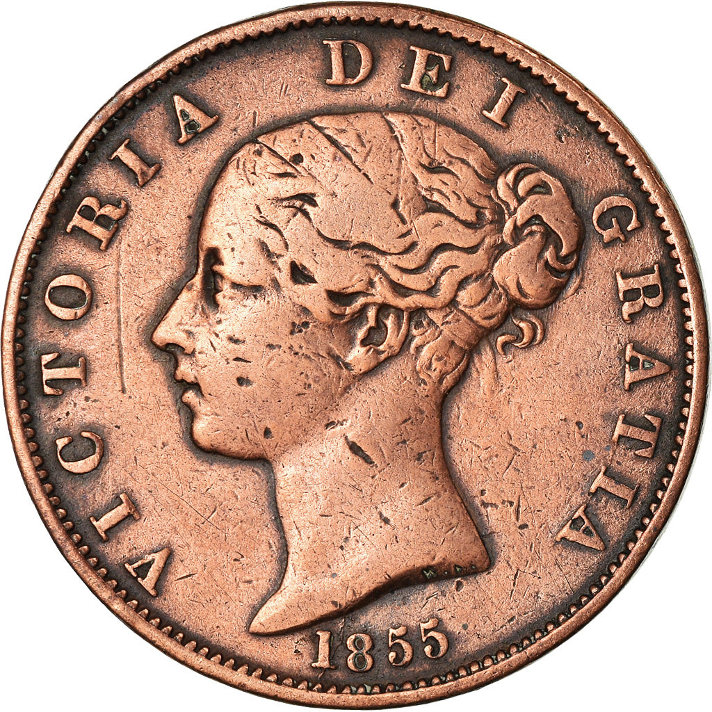 Monnaie, Grande-Bretagne, Victoria, 1/2 Penny, 1855, TB+, Cuivre, KM:726