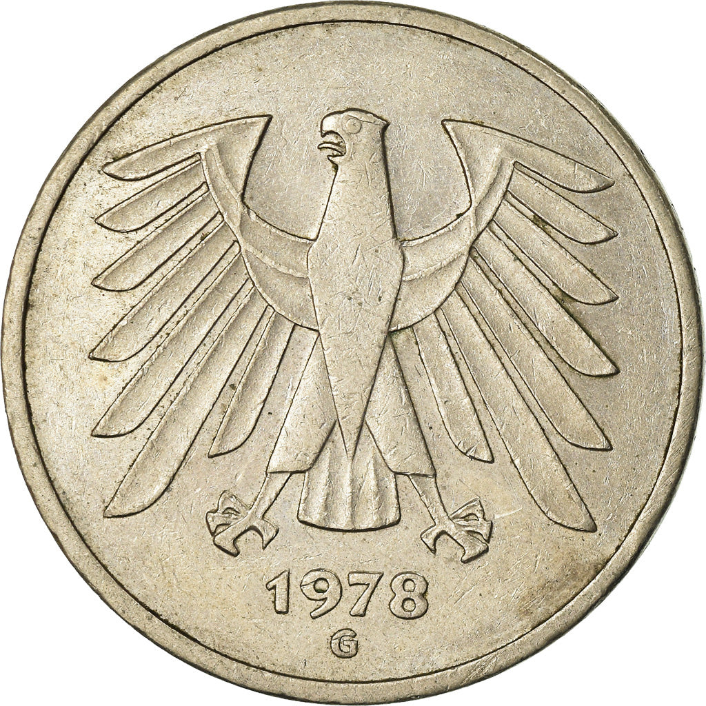 Coin, GERMANY - FEDERAL REPUBLIC, 5 Mark, 1978, Karlsruhe, EF(40-45)