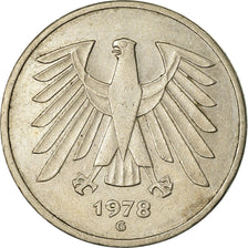Coin, GERMANY - FEDERAL REPUBLIC, 5 Mark, 1978, Karlsruhe, EF(40-45)