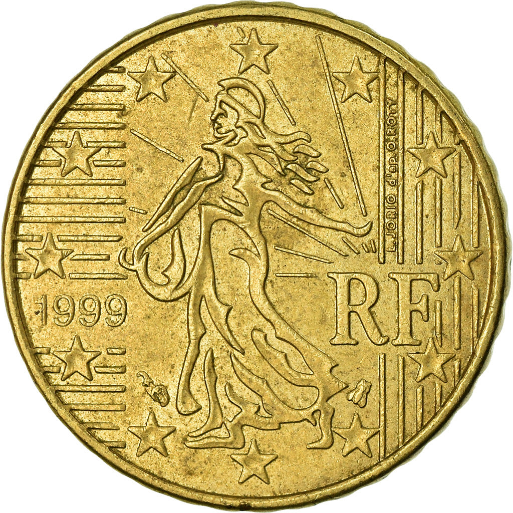 Francia, 10 Euro Cent, 1999, BB, Ottone, KM:1285