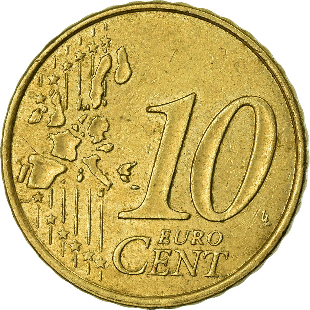 Francia, 10 Euro Cent, 1999, BB, Ottone, KM:1285