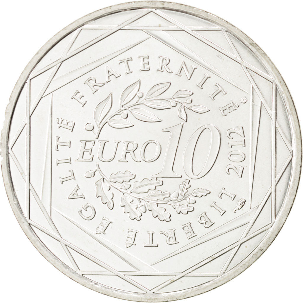 FRANCE, 10 Euro, 2012, Paris, KM #1879, AU(55-58), Silver, 29, 10.01