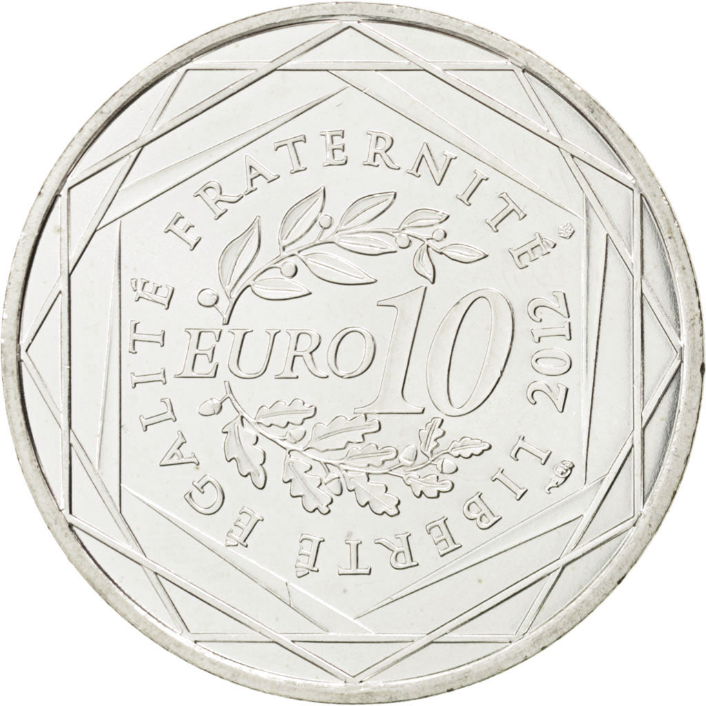 FRANCE, 10 Euro, 2012, Paris, KM #1879, AU(55-58), Silver, 29, 9.99