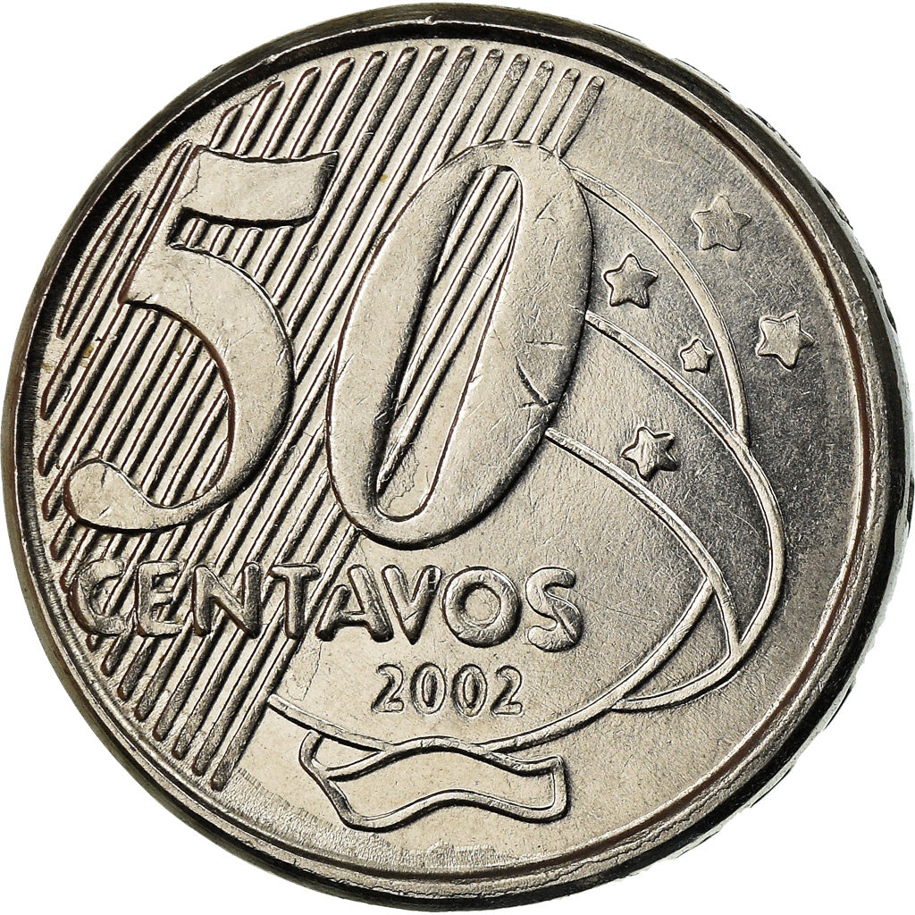 Munten, Brazilië, 50 Centavos, 2002, ZF, Stainless Steel, KM:651a