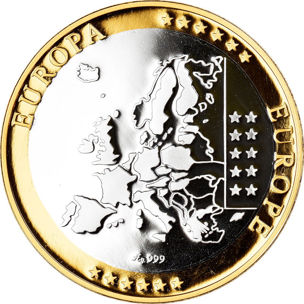 Spain, Medal, Euro, Europa, Politics, Society, War, MS(65-70), Silver