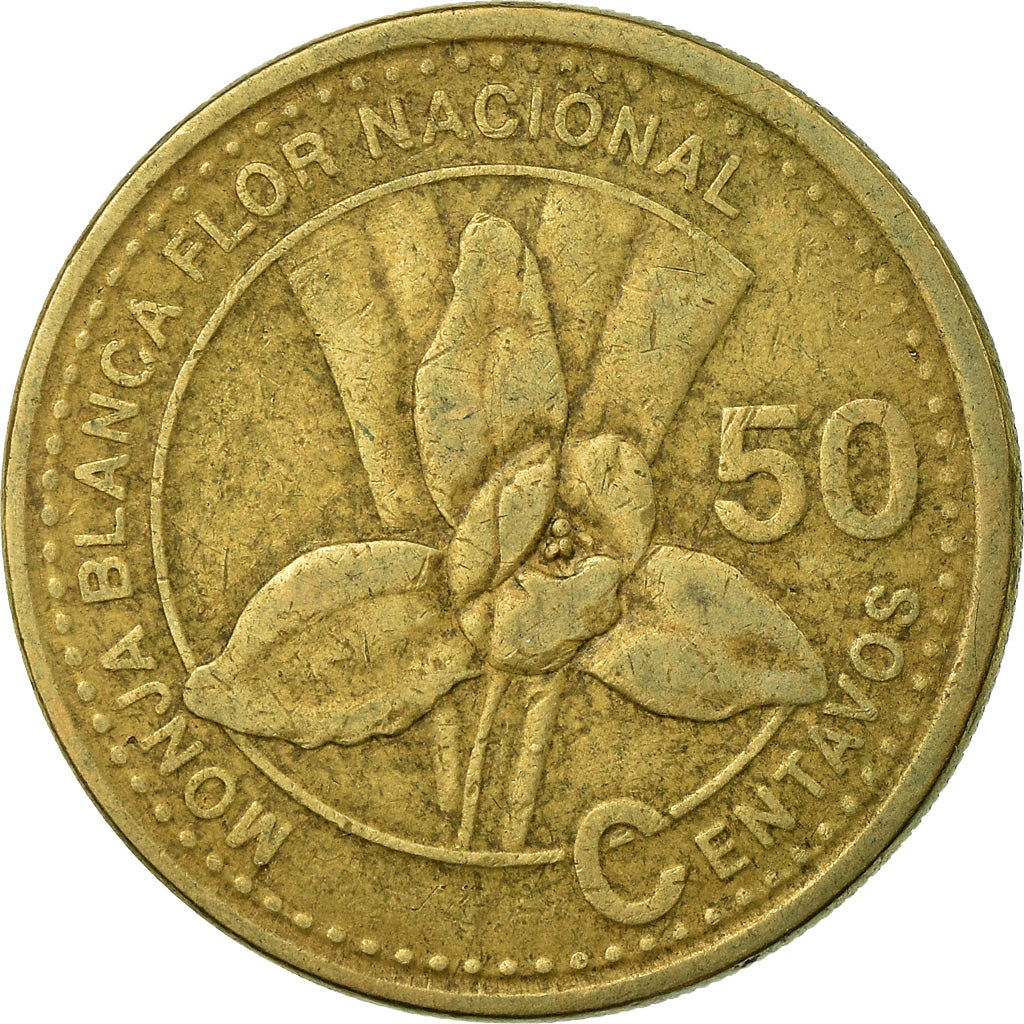 Moneda, Guatemala, 50 Centavos, 1998, BC+, Níquel - latón, KM:283