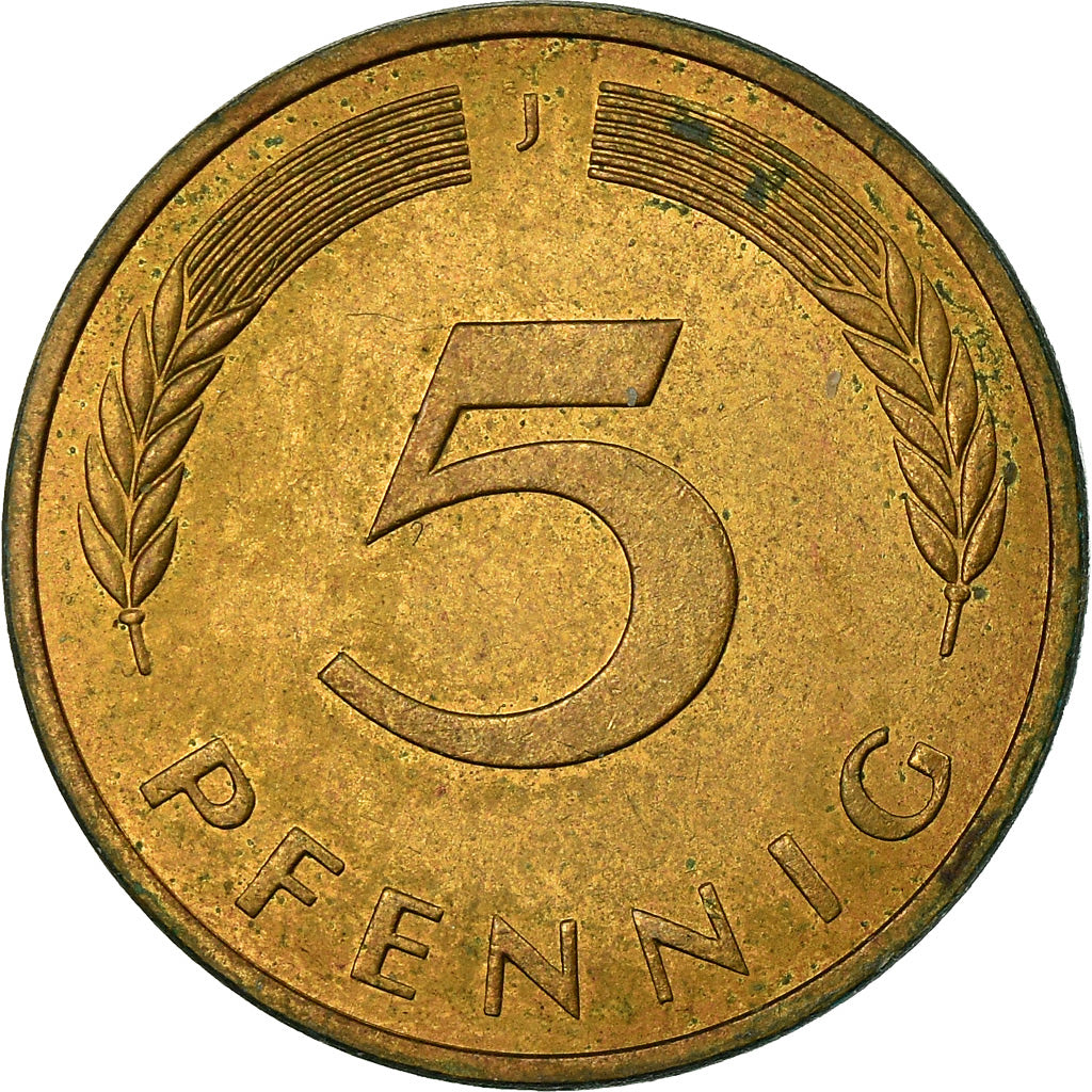 Coin, GERMANY - FEDERAL REPUBLIC, 5 Pfennig, 1980, Hambourg, EF(40-45), Brass