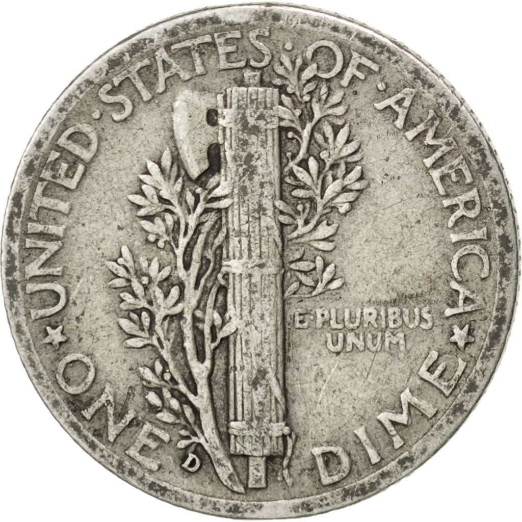 UNITED STATES, Mercury Dime, Dime, 1936, U.S. Mint, KM #140, VF(20-25), Silver,.