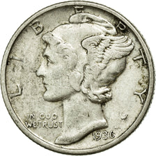Coin, United States, Mercury Dime, Dime, 1936, U.S. Mint, Philadelphia