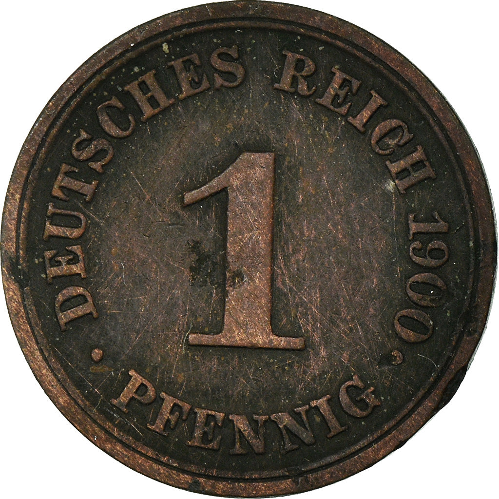 Moeda, ALEMANHA - IMPÉRIO, Wilhelm II, Pfennig, 1900, Muldenhütten, EF(40-45)