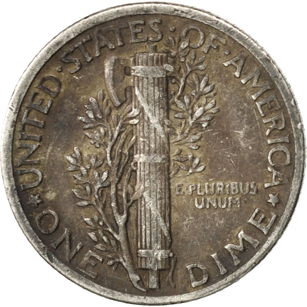 UNITED STATES, Mercury Dime, Dime, 1936, U.S. Mint, KM #140, VF(20-25), Silver,.