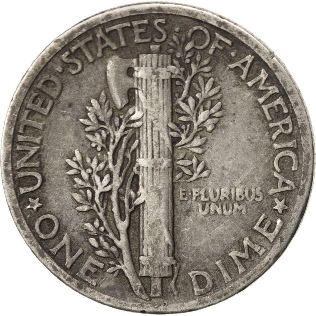 UNITED STATES, Mercury Dime, Dime, 1936, U.S. Mint, KM #140, VF(20-25), Silver,.